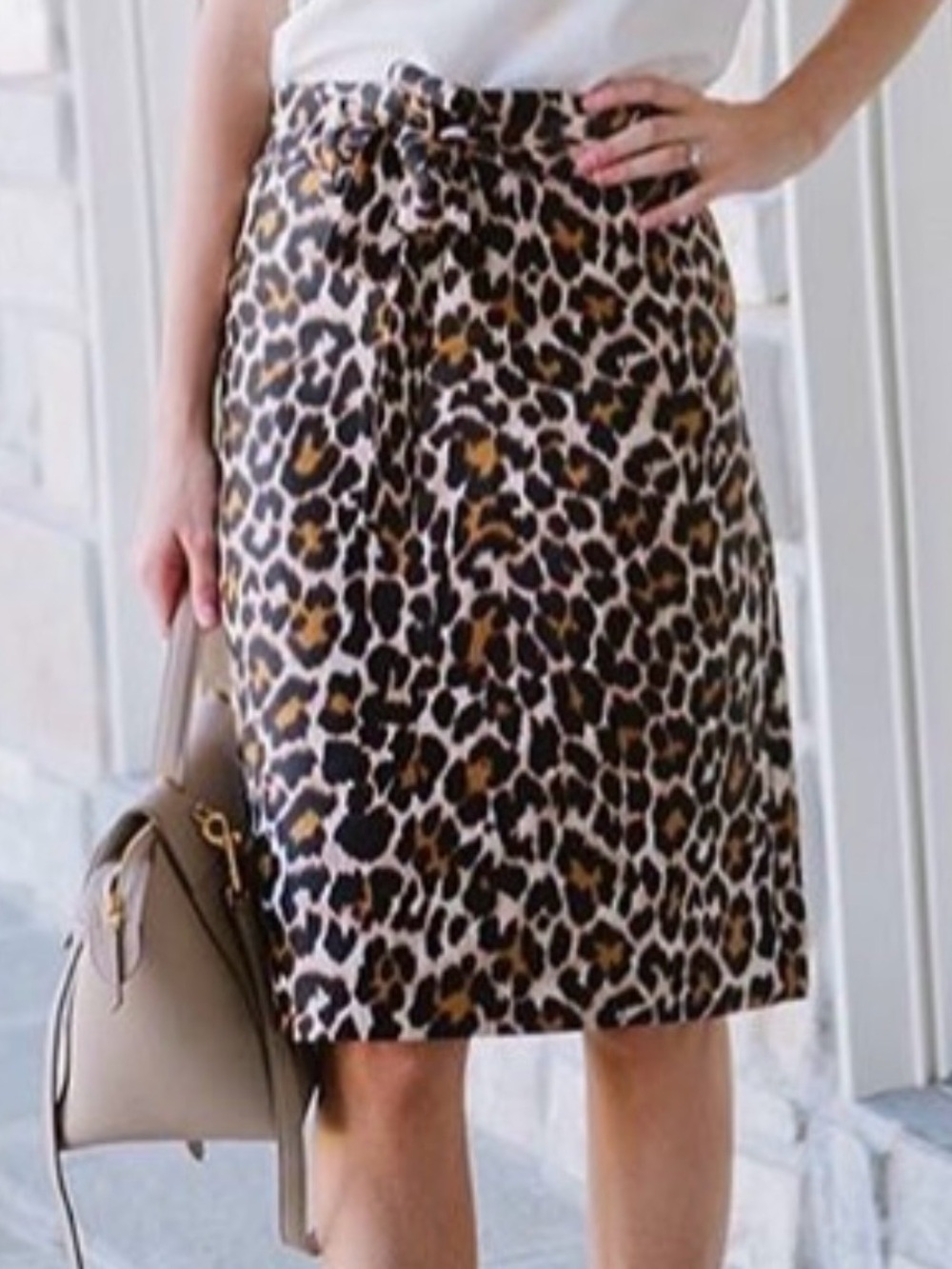 J.Crew Satin Leopard Print Tie-Waist Skirt - Black & Brown Size 0